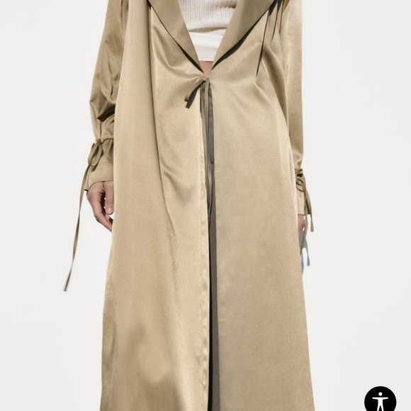 Zara WRINKLE LOOK FLOWY TRENCH - Picture 3 of 4